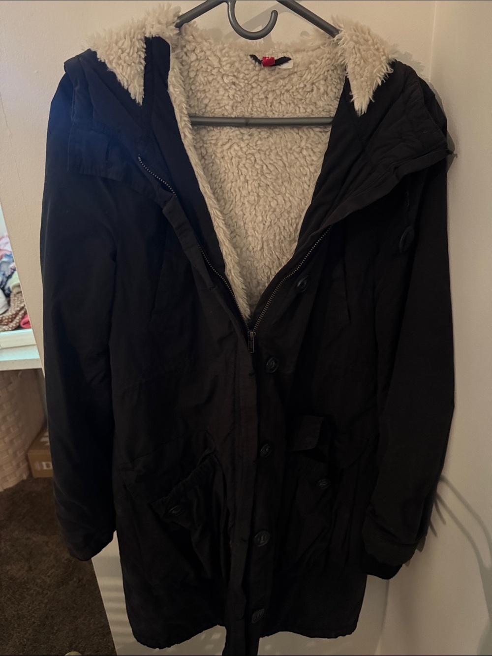 H&M Black Sherpa-Lined Parka Jacket - Cozy Winter Coat